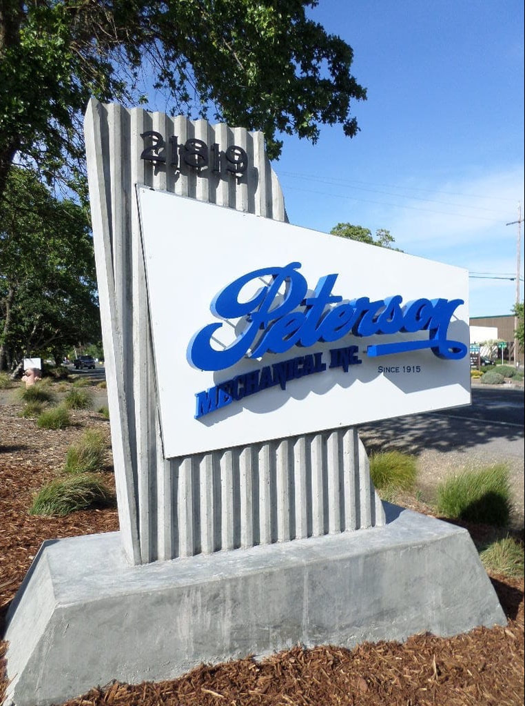 Well Design Peterson Mechanical Corrugated Concrete Monument Sign Illuminated Dimensional Letters