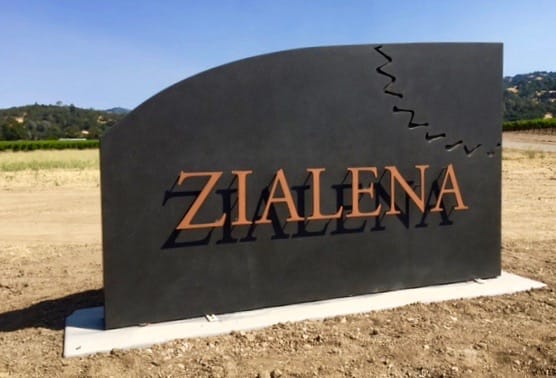 Well Design Zialena Winery Geyserville Monument Sign Weathered Ruse Powder coated letters