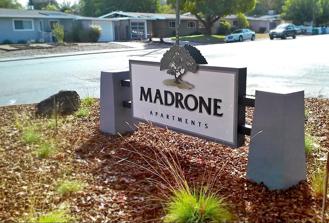 Well Design Madrone Apartments Concrete Posted Monument Sign